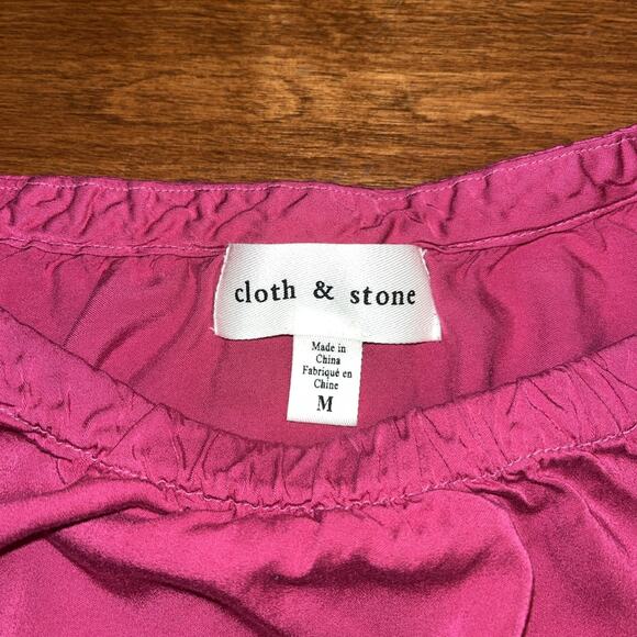 Anthropologie Cloth & Stone Luxe Satin Banded Blouse Blue M - Picture 2 of 4